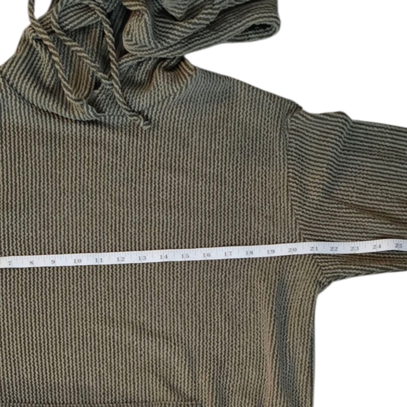 Olive Green Ribbed Stretchy Hoodie with Kangaroo Pocket women's Medium - Picture 8 of 9